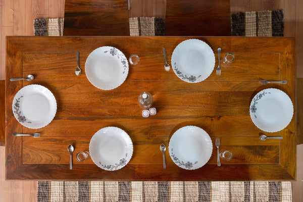 French Solid Wood 6 Seater Dining Table Set