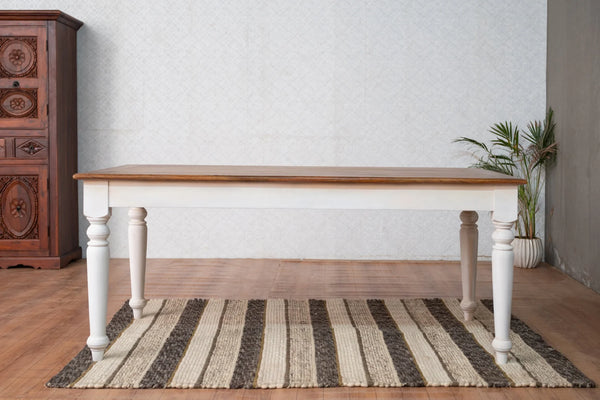 French Solid Wood 6 Seater Dining Table Set