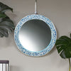 Bone Inlay Round Floral Blue Vanity Wall Mirror