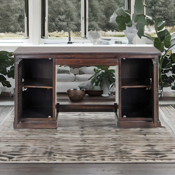 Solid Wood Study Table / Brown Natural Tone