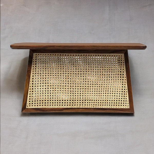 Classic Rattan Sheesham Solid Wood Walnut Finish Coffee Table