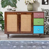Modern Rattan Mango Solid Wood Brown Finish Sideboard