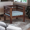 Classic Solid Sheesham Wood and Fabric Single Seater Sofa