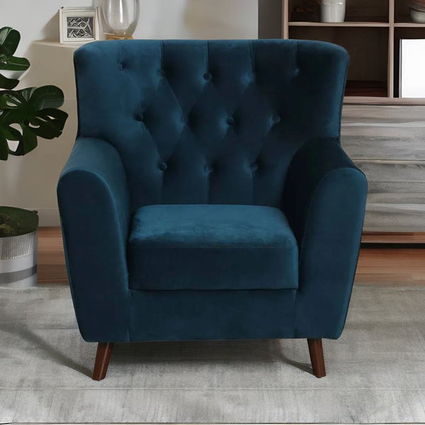 Classic Solid Sheesham Wood and Fabric Single Seater Sofa