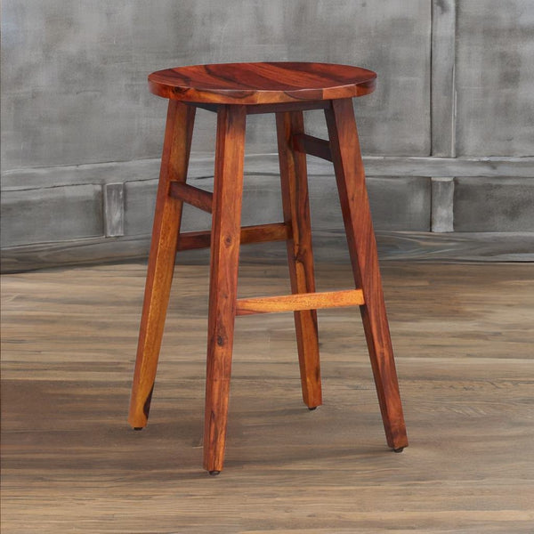 Classic Sheesham Wood Honey Oak Finish Bar Stool