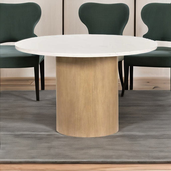 Modern White Disstress Wooden Top and Natural Wooden Base