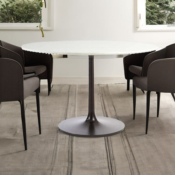 Classic Marble Top and Metal Base Dining Table