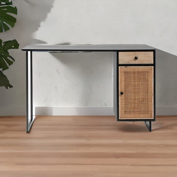 Modern Rattan Mango Solid Wood Iron Study Table