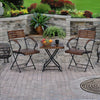 Industrial Metal Mango Solid Wood Top Patio Table Set