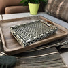 Bone Inlay Solid Wood Rectangle Geometric Pattern Serving Tray
