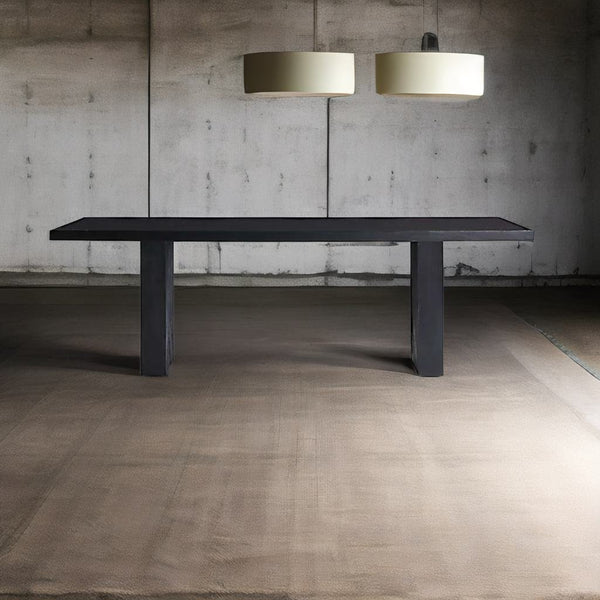 Modern Solid Wood Dining Table in Black Finish