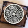 Bone Inlay Solid Wood Round Floral Pattern Serving Tray
