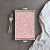 Bone Inlay Solid Wood Rectangle Floral Pattern Serving Tray