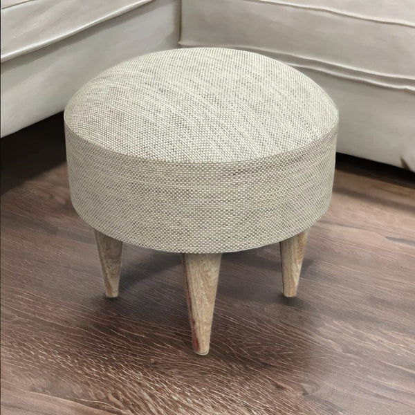Classic Solid Sheesham Wood and Fabric Foot Stool