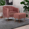 Elizabeth Premium Velvet Fabric Light Pink Colour Barrel Chair and Stool