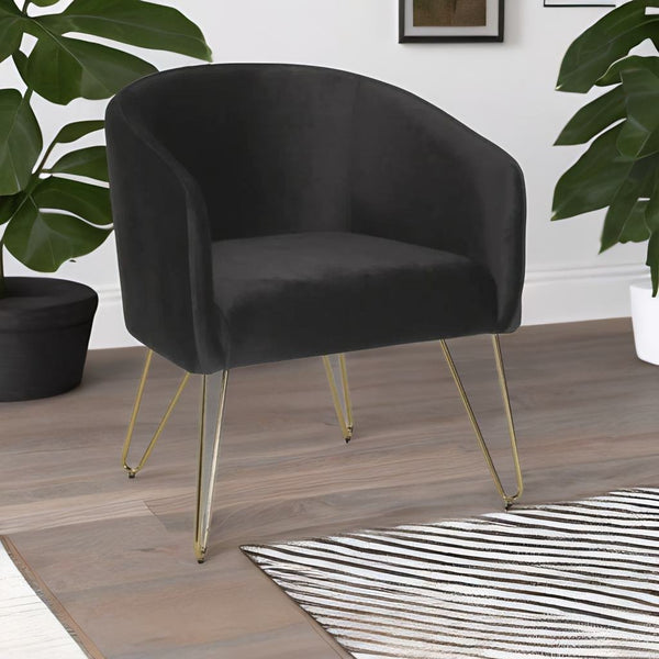 Modern Fabric and Metal Legs Black Colour Barrel Chair