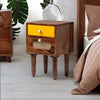 Modern Rattan Mango Solid Wood Bedside Table