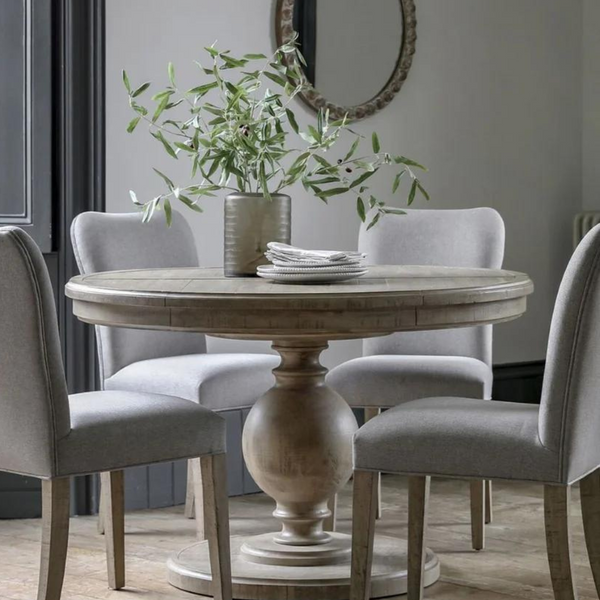 Antalya Modern Solid Wood Round Dining Set With Chairs - 4 Seater, 6 Seater - All Sizes
