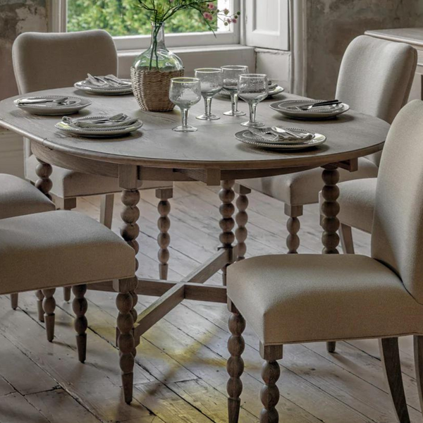 Luxury Solid Wood Round 6 Seater Dining Table Set