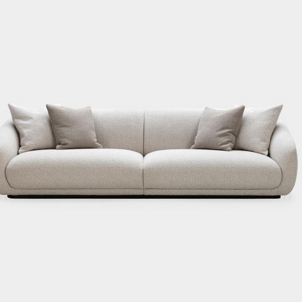Milano Beige Modern Curved Boucle Fabric Sofa – 4 Seater