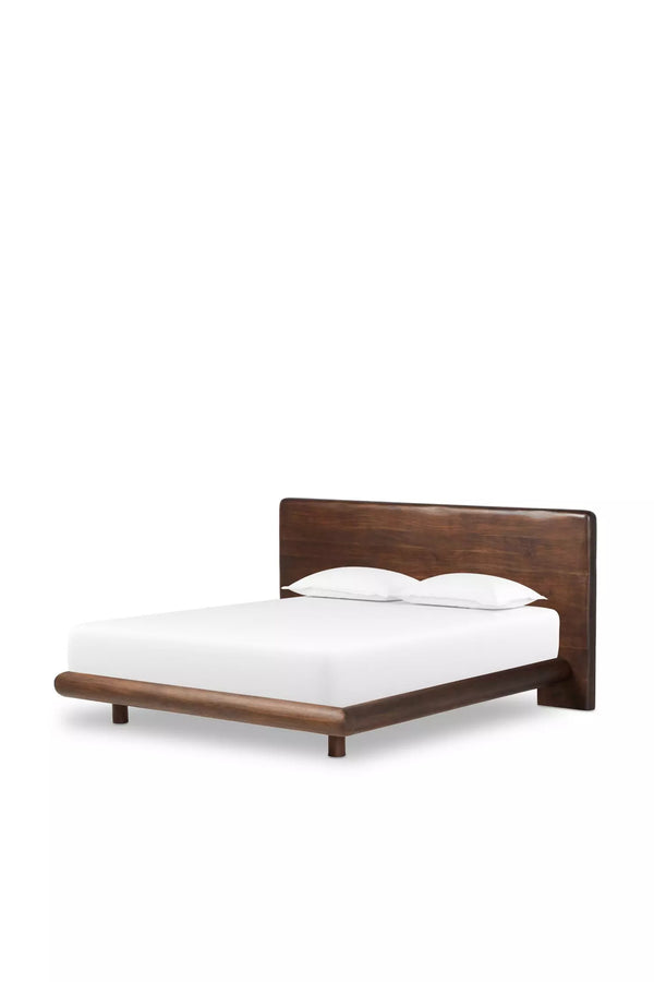 Juniper Solid Wood Bed in Brown Finish - All Sizes