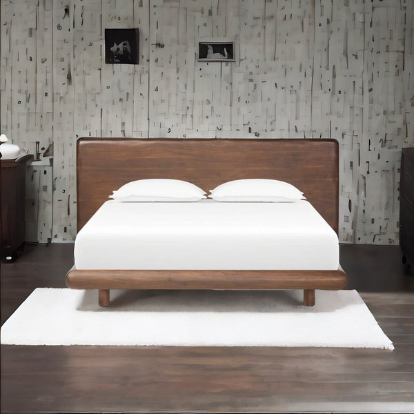 Juniper Solid Wood Bed in Brown Finish - All Sizes