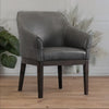 Modern Solid Wood Leather Arm Chair- Grey Finish