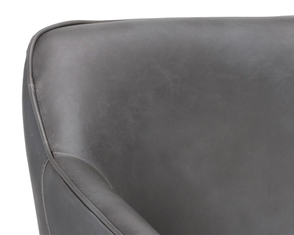 Modern Solid Wood Leather Arm Chair- Grey Finish