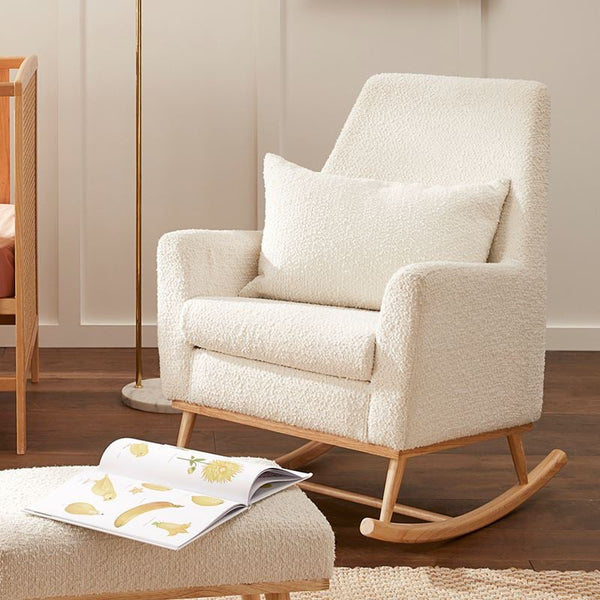 Kids White Boucle Rocking Chair