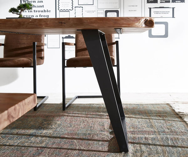 Live Edge Solid Wood 6 Seater Dining Table Set With Bench