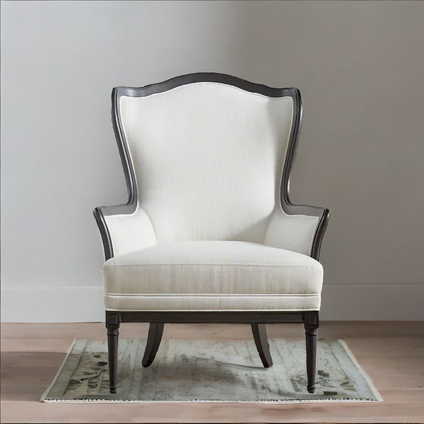 Modern Solid Wood Wing Chair - White Finish