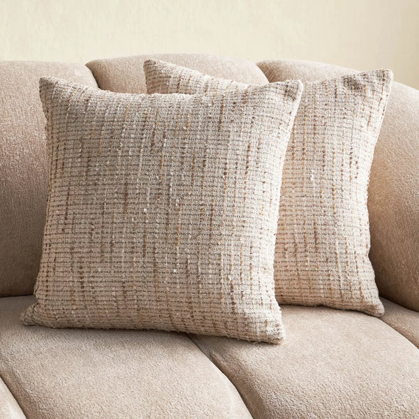 Modern Solid Wood Premium Fabric 4 Seater Sofa - Cream Finish