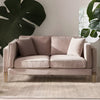Modern Solid Wood 2 Seater Fabric Sofa - Taupe Finish