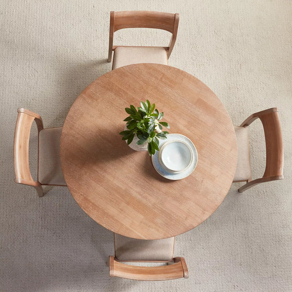 Antalya Modern Solid Wood 4 Seater Round Dining Table Set
