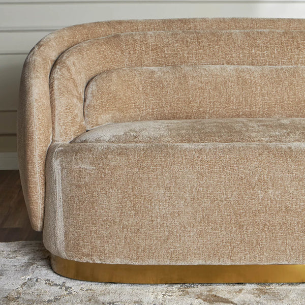 Milano Modern Beige Boucle Fabric Sofa With Metal Legs- 3 Seater