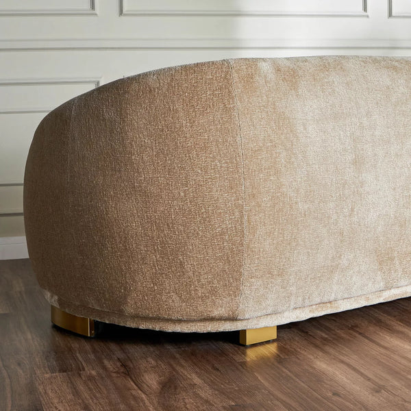 Milano Modern Beige Boucle Fabric Sofa With Metal Legs- 3 Seater