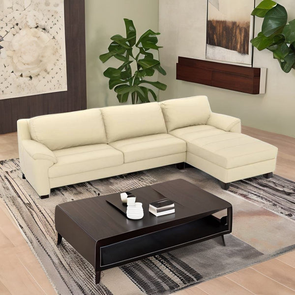 Modern Leather L Shape Sofa in Cream