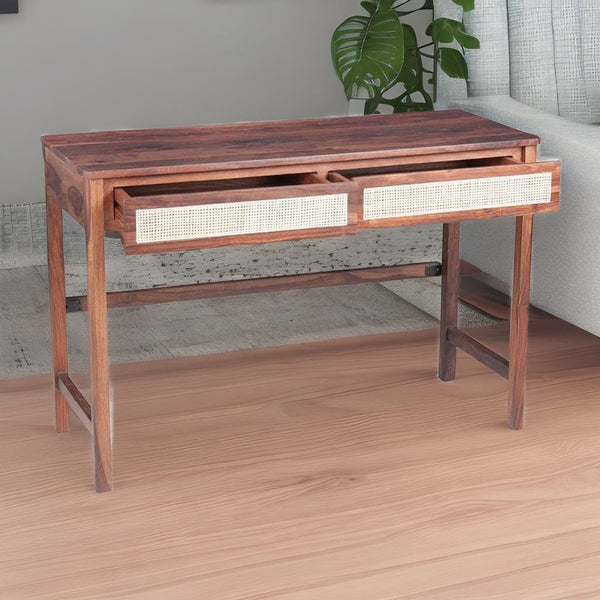 Solid Wood Study Table Drawer - brown natural