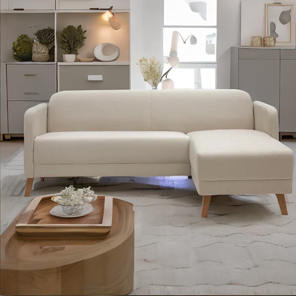 Classic Solid Sheesham Wood and Fabric L Shaped Sofa