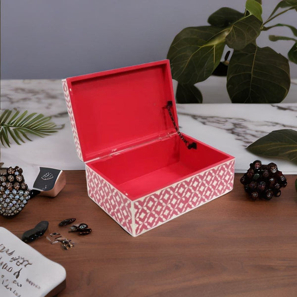 Mother of Pearl Solid Wood and Bone Jewelry Box
