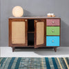 Modern Rattan Mango Solid Wood Brown Finish Sideboard