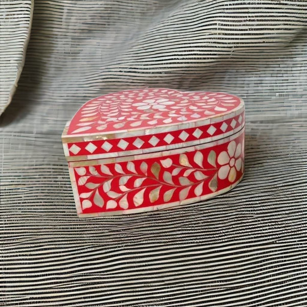 Wooden Jewelry Box Heart Shaped