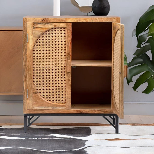 Modern Rattan Mango Solid Wood Natural Finish Sideboard