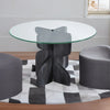 Modern Acacia Solid Wood and Glass Top Dining Table
