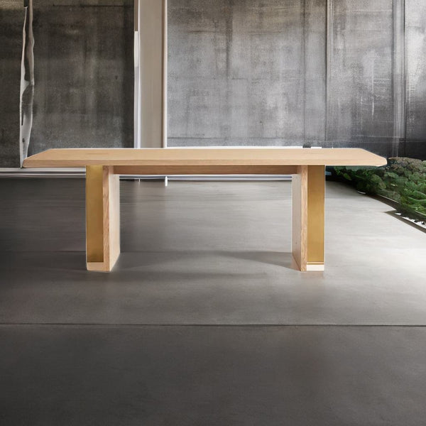 Modern Solid Wood Dining Table In Natural Finish