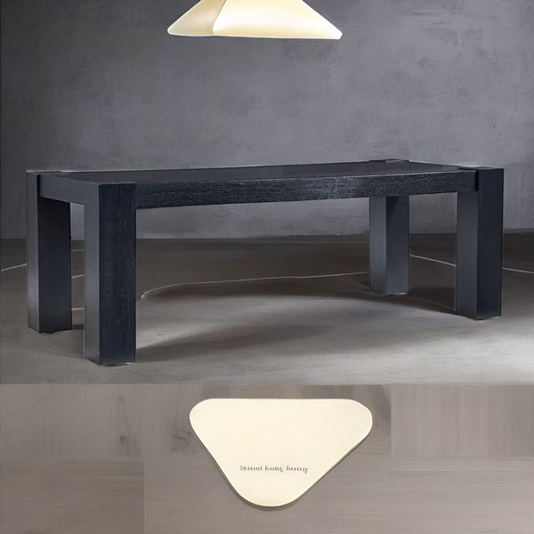 Classic Solid Wood Dining Table In Black Finish