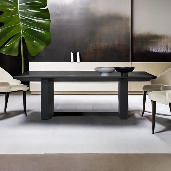 Classic Solid Wood Dining Table-In Black Finish