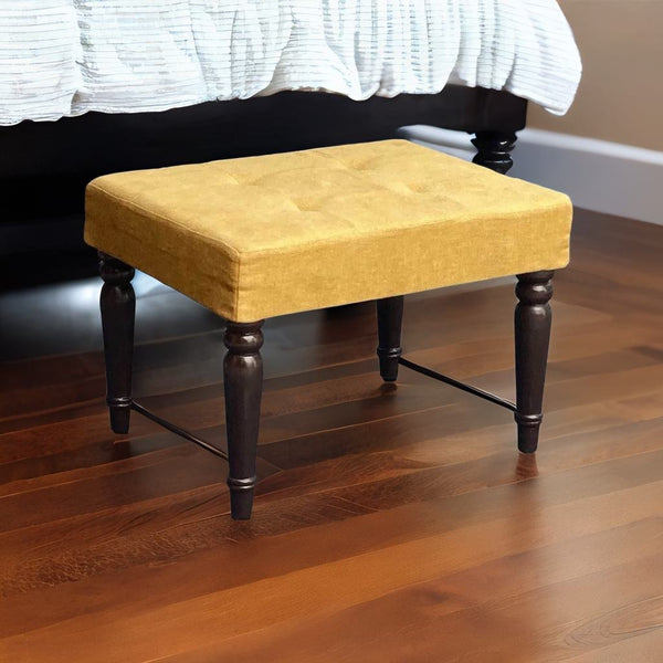 Classic Solid Sheesham Wood & Fabric Foot Stool