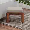 Classic Solid Sheesham Wood and Fabric Foot Stool
