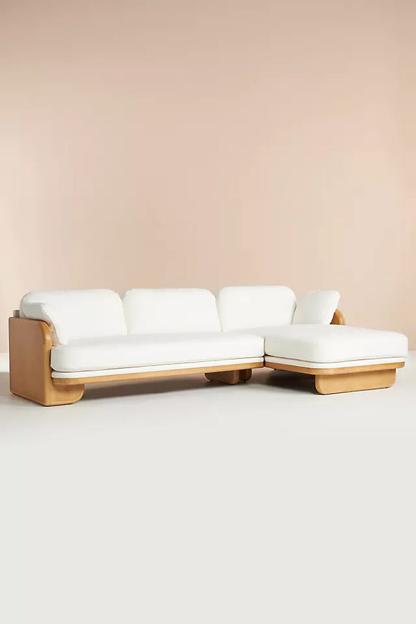 Cruse Solid Wood And Fabric Sectional Couch In White